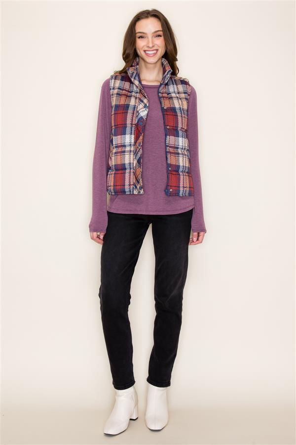 Plaid Puff Vest