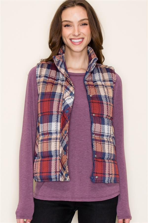 Plaid Puff Vest