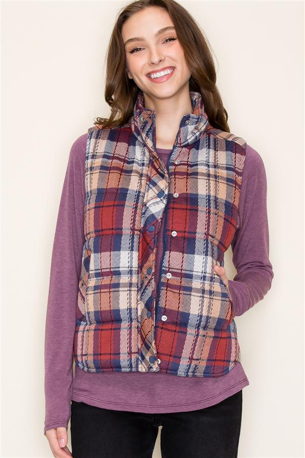 Plaid Puff Vest