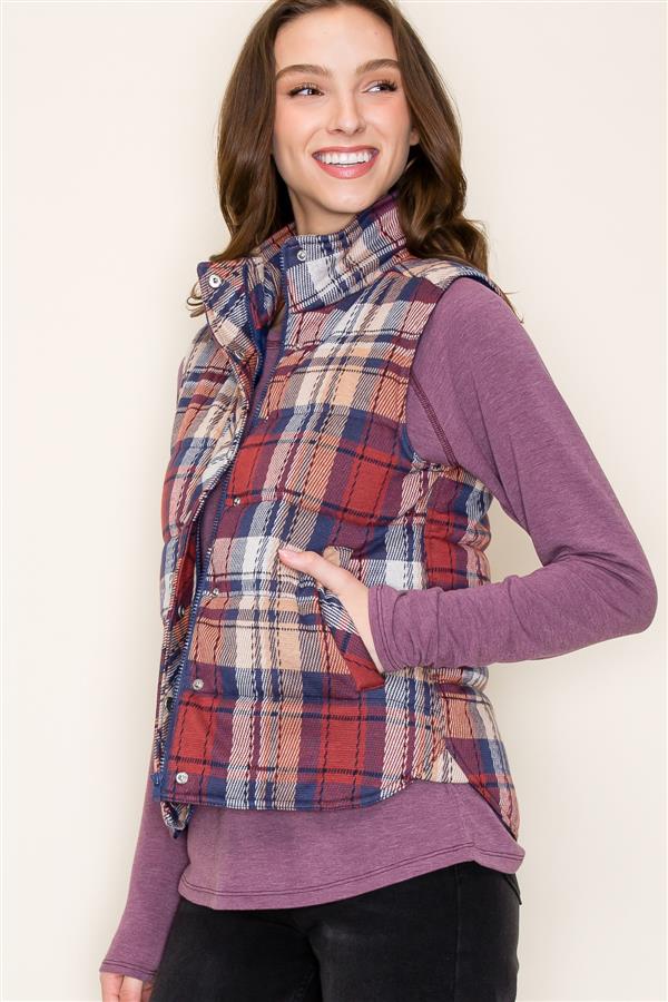 Plaid Puff Vest