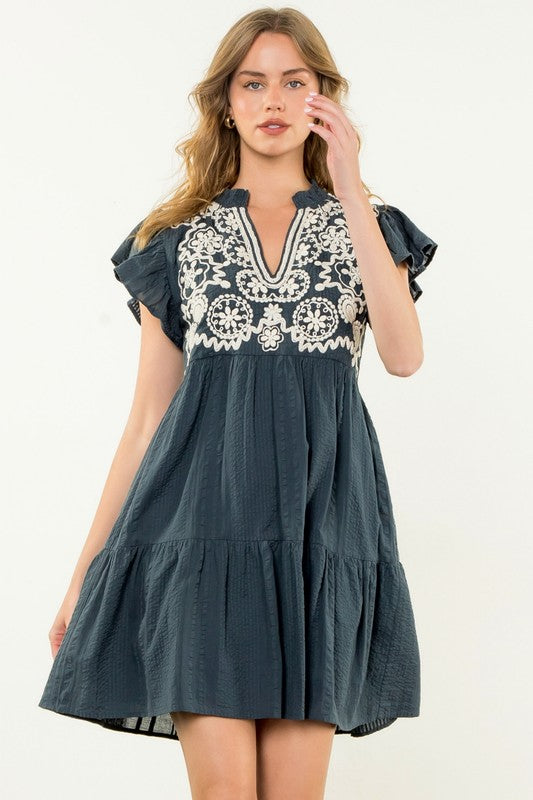 Frankie Embroidered Flutter Dress