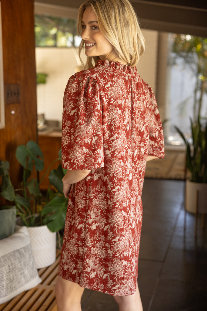 Rust Floral Knit Dress