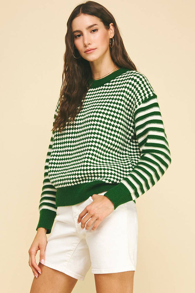 Green Contrast Sweater