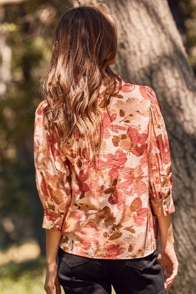 Cranberry Floral Top
