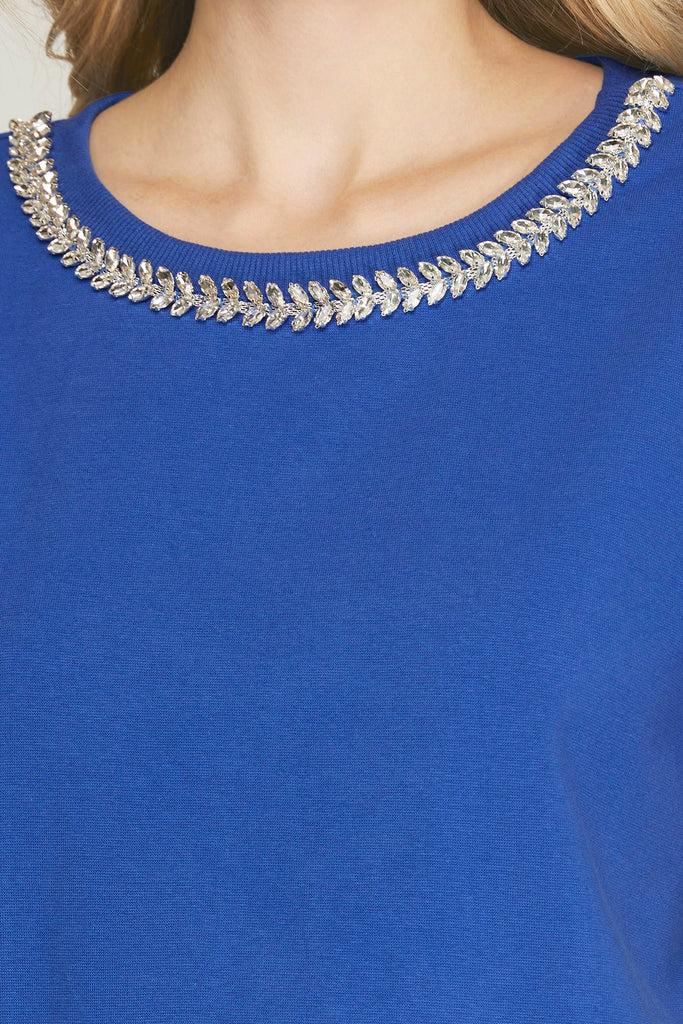 Blue Rhinestone Top