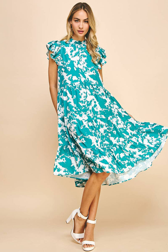 Jade Abstract Print Dress