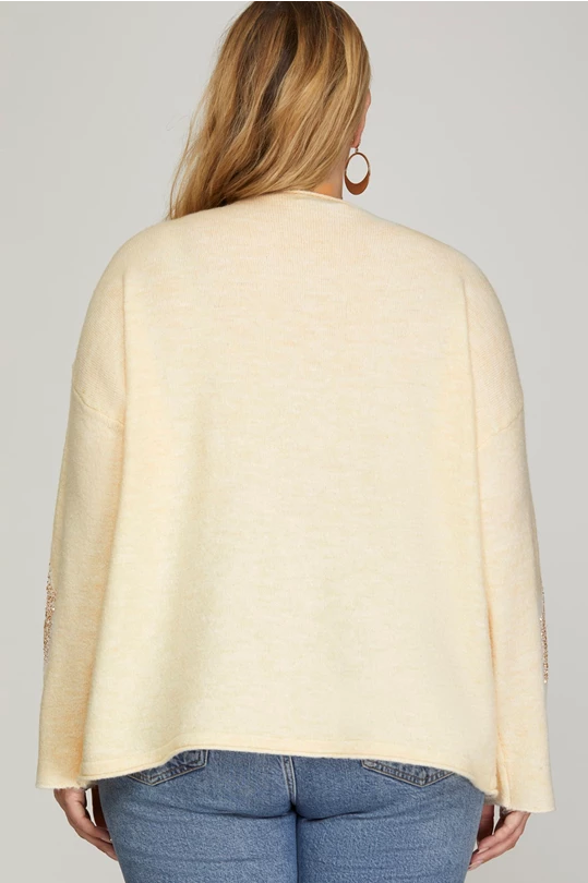 Star Sequin Cream Sweater