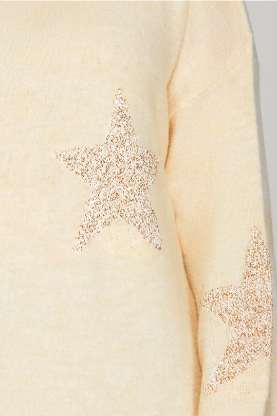 Star Sequin Cream Sweater