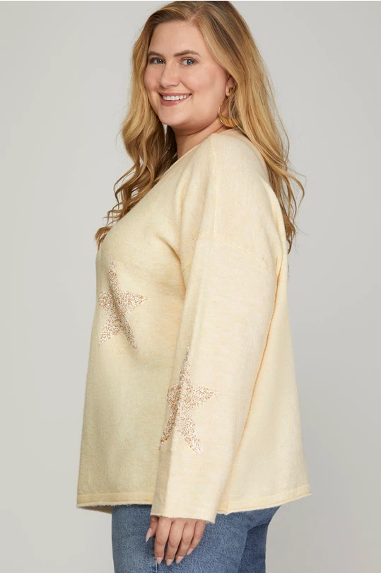 Star Sequin Cream Sweater