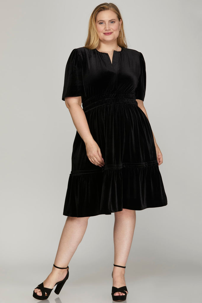Velvet Short Sleeve Dress