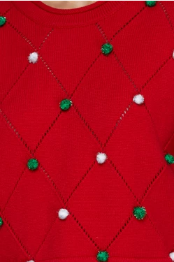 Red Pom Pom Sweater