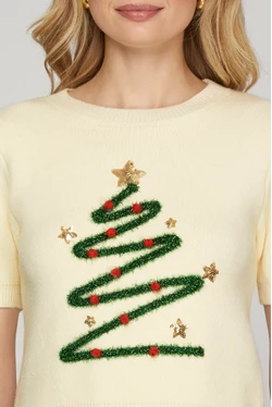 Cream Christmas Tree Sweater