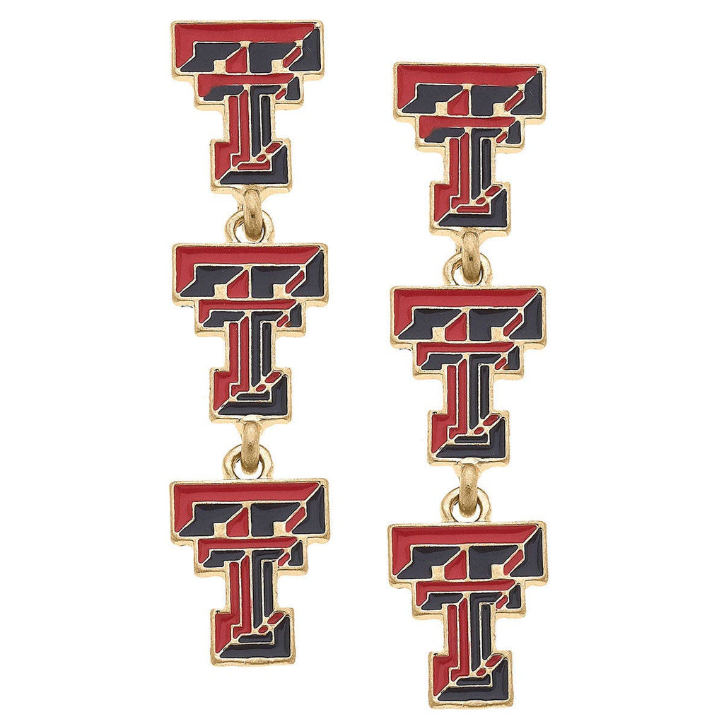 Texas Tech Red Raiders Triple Drop Enamel Earrings