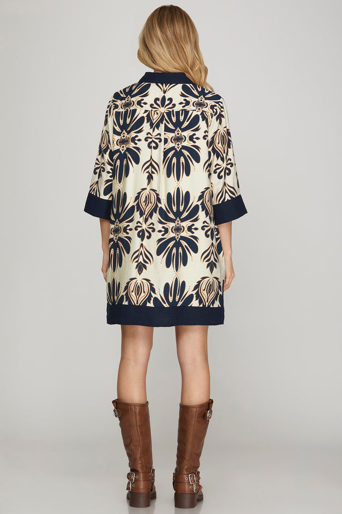 Navy Medallion Top