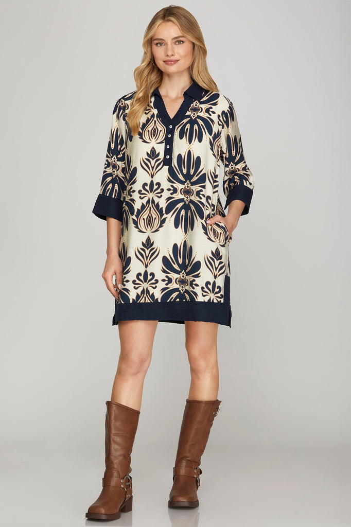 Navy Medallion Top