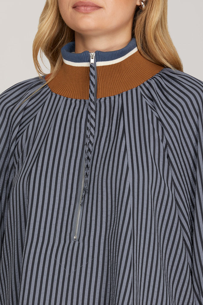 Navy Brown Half Zip Top