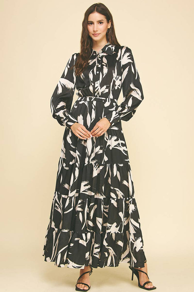 Black Abstract Print Dress
