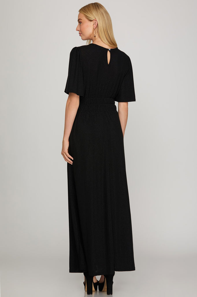 Black Metallic Maxi Dress