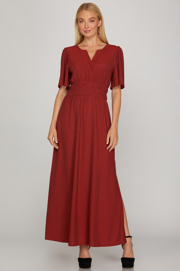 Black Metallic Maxi Dress