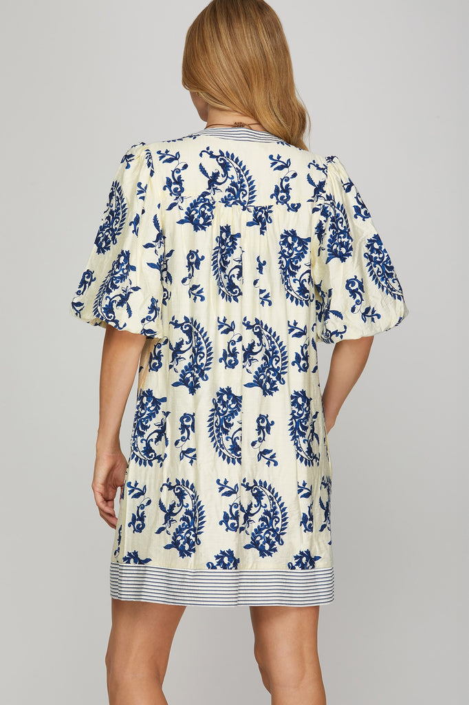 Blue Swirl Stripe Dress