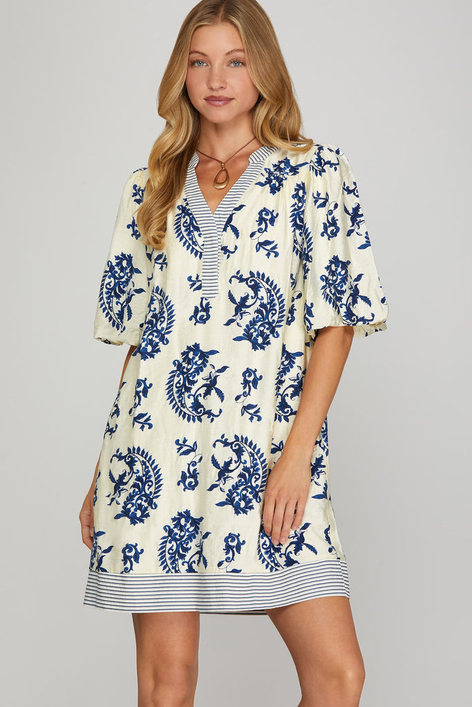 Blue Swirl Stripe Dress