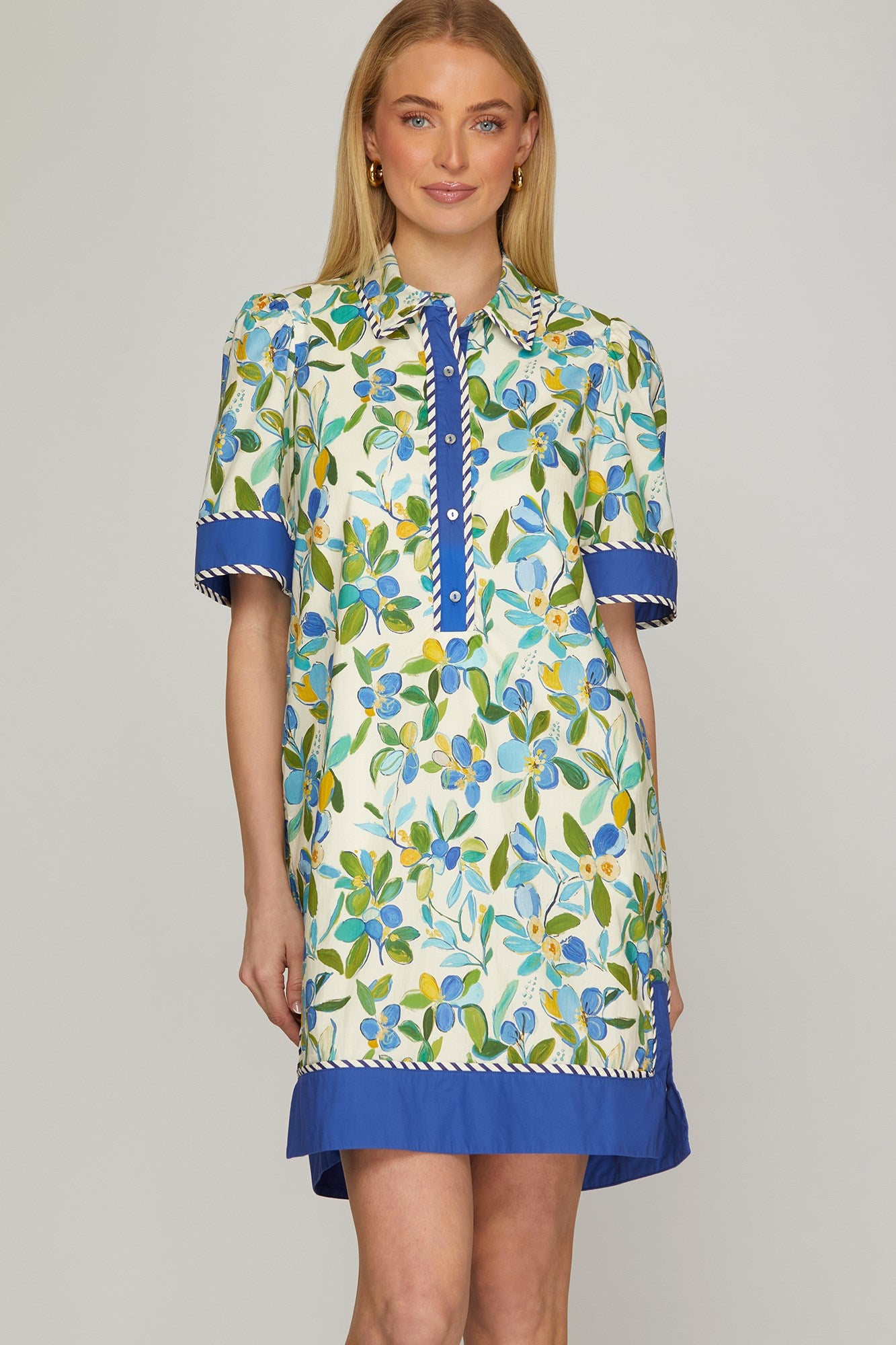 blue magnolia dress Riley Floral Mini Dress - Navy