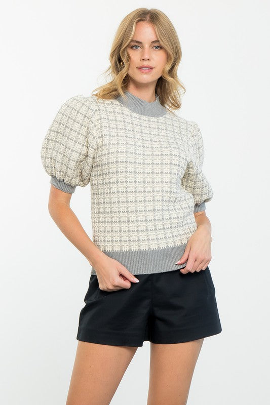 Cream Houndstooth Sweater