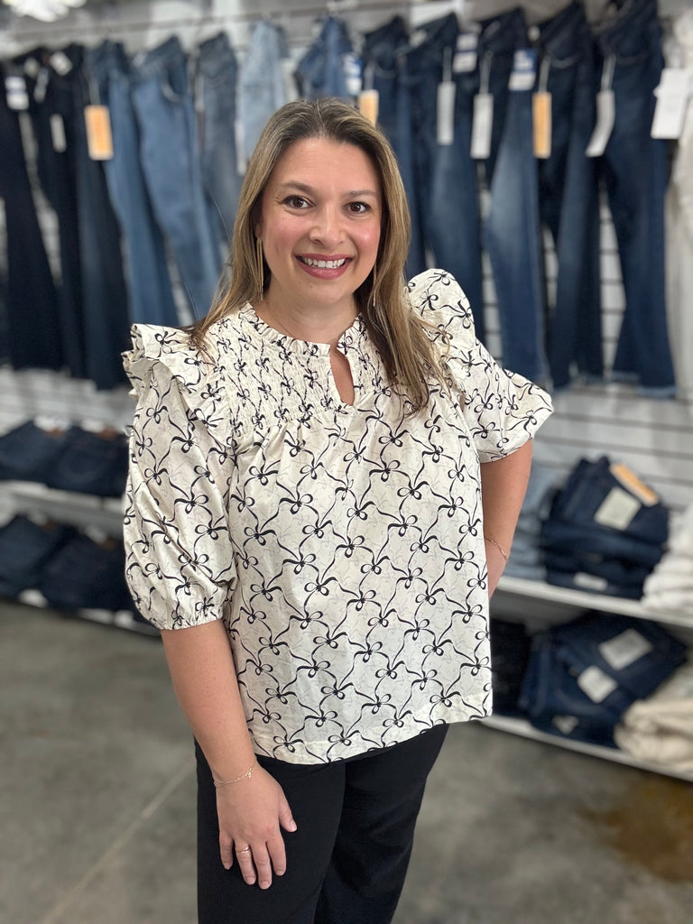 Black Bow Swirl Top