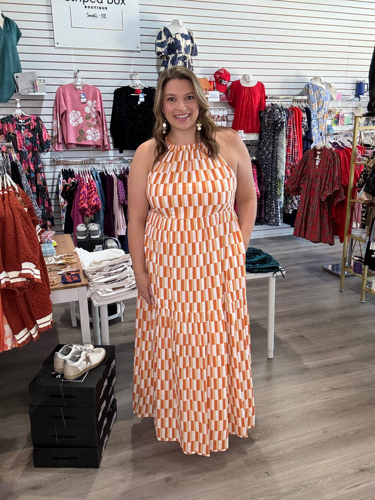 Apricot Geo Maxi Dress