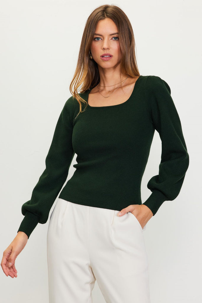 Hunter Square Puff Sleeve Sweater