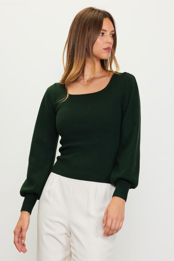 Hunter Square Puff Sleeve Sweater