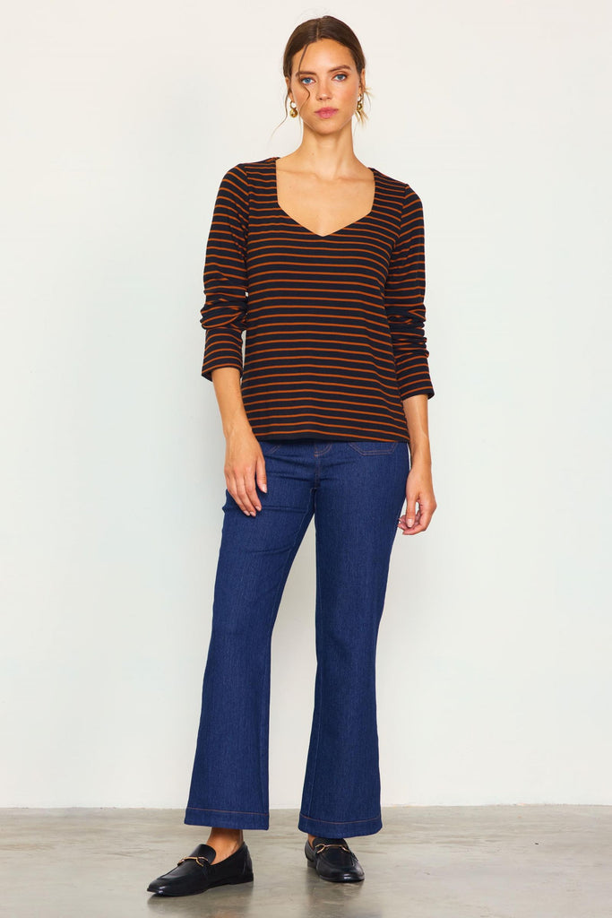 Black Rust Stripe Top