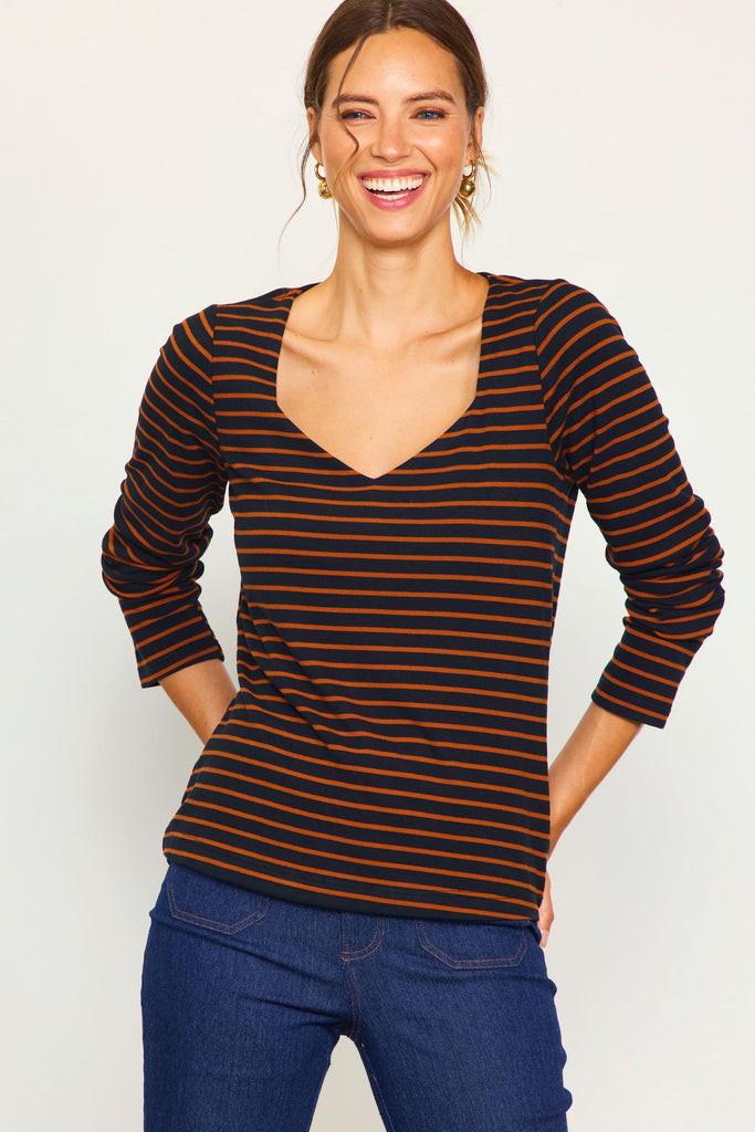 Black Rust Stripe Top