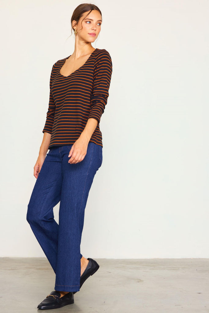 Black Rust Stripe Top