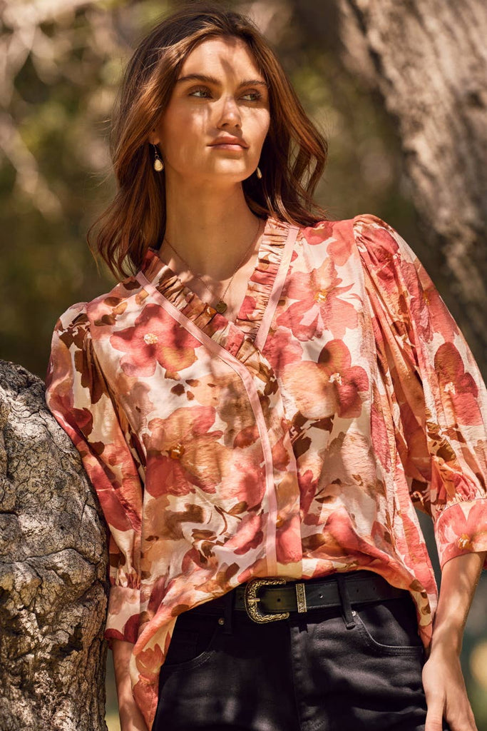 Cranberry Floral Top