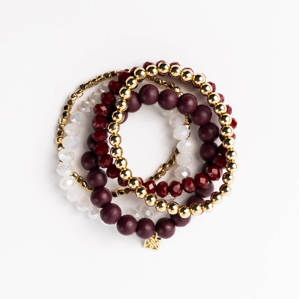 Mandy Bracelet, Maroon & White