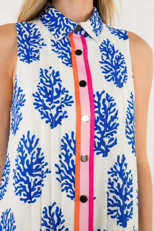 Blue Coral Stripe Dress