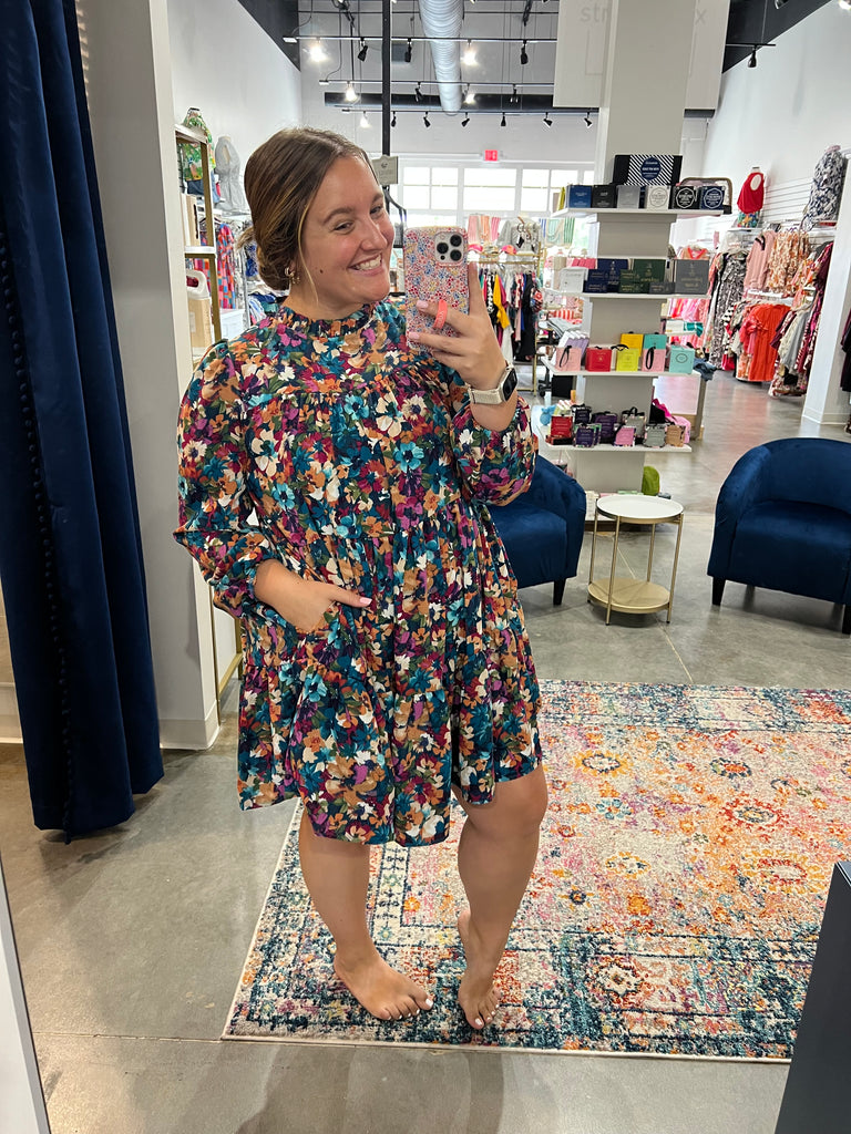 Teal Floral Dress