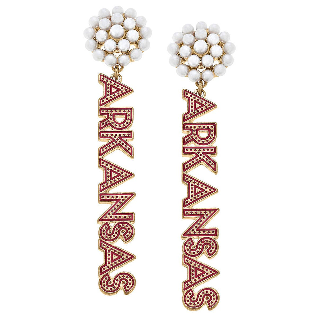 Collegiate Pearl Cluster Dotted Enamel Drop Earring