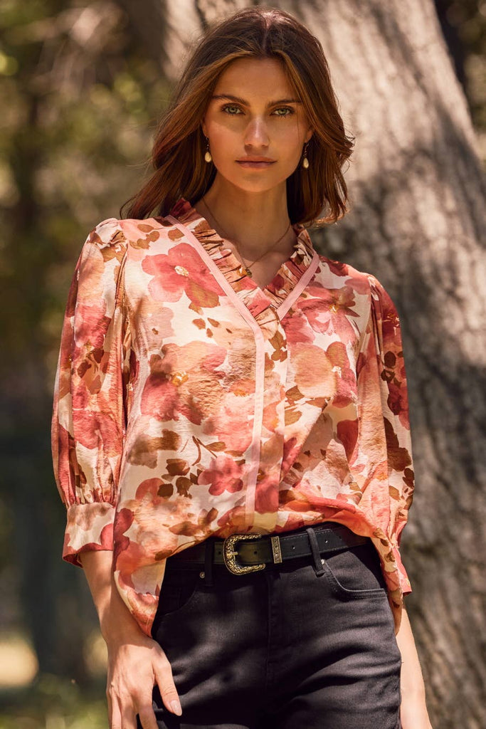 Cranberry Floral Top