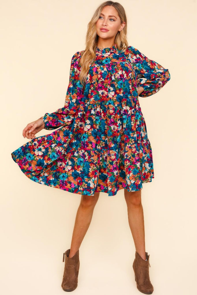 Teal Floral Dress