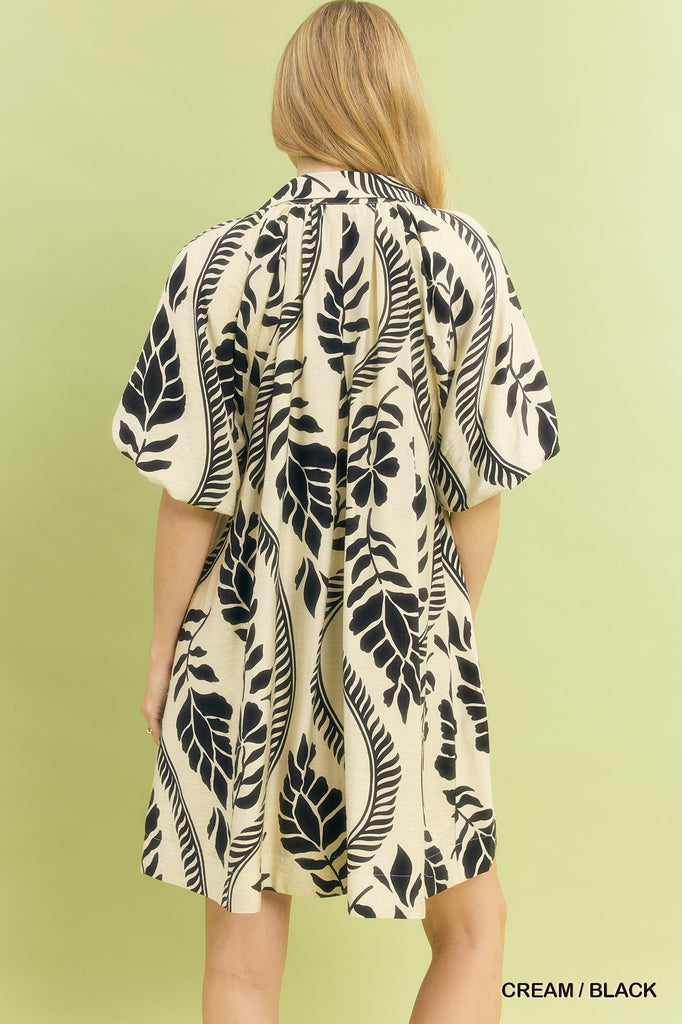 Cream and Black Swirl Dress