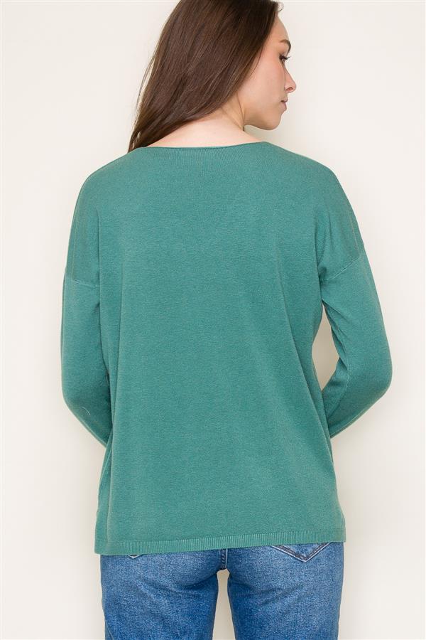 Seamed V-Neck Sweater, 2 Colors