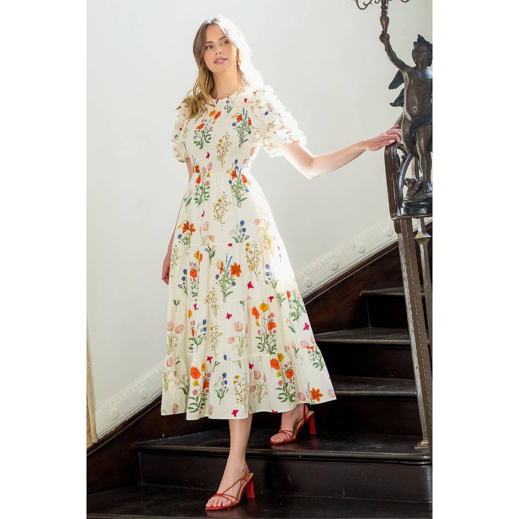 Organic Floral Smocked Dress