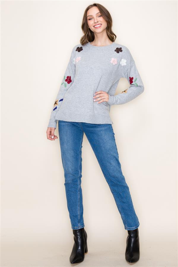 Embroidered Flowers Sweater