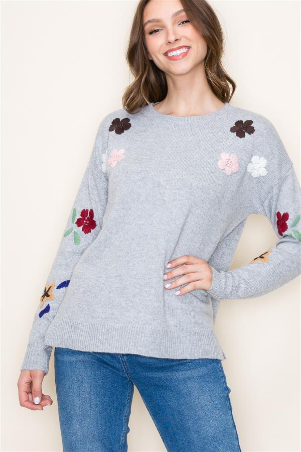 Embroidered Flowers Sweater