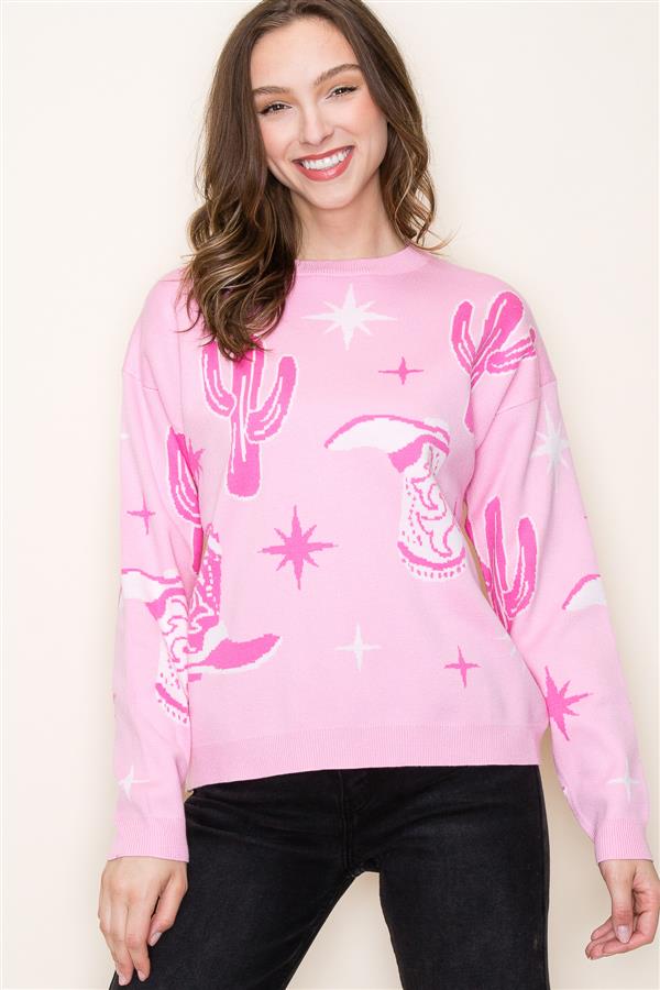 Pink Cowgirl Sweater