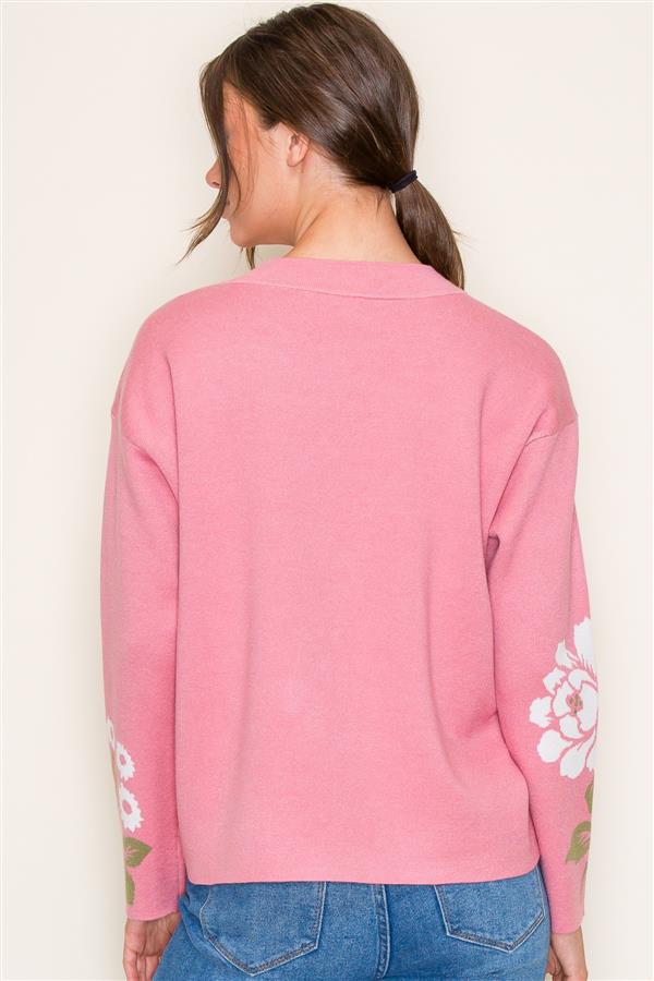 Pink Big Flower Sweater