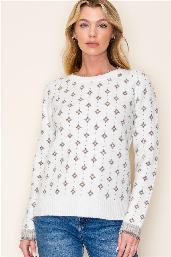 Ivory Lurex Snow Sweater