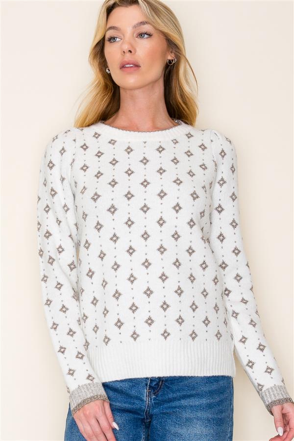 Ivory Lurex Snow Sweater